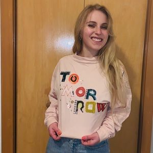 Anthropologie Mock Neck Embellished Sweatshirt